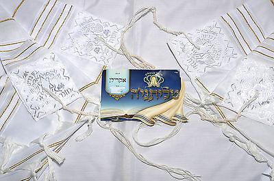 Talitnia AcrylicTallit Shawl White & Gold Stripes Model 60 Size 192cm x 140cm - Spring Nahal