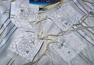 Talitnia AcrylicTallit Shawl White & Silver Stripes Model 60 Size 192cm x 140cm - Spring Nahal