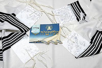 Tallit Prayer Shawl New Acrylic Black & White Model 60 Size 192cm x 140cm - Spring Nahal