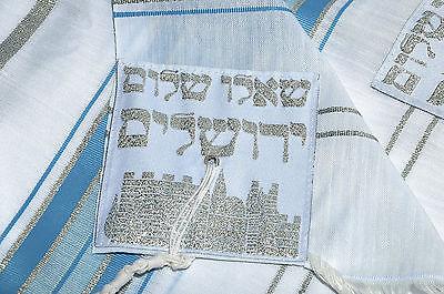 Tallit Prayer Shawl New Acrylic Light Blue & Silver - Spring Nahal