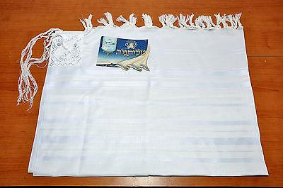 Tallit Prayer Shawl New Acrylic White Stripes Model 45 Size 166cm x 108cm - Spring Nahal