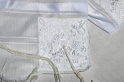 Tallit Prayer Shawl New Acrylic White Stripes Model 45 Size 166cm x 108cm - Spring Nahal