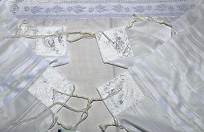 Tallit Prayer Shawl New Acrylic White Stripes Model 45 Size 166cm x 108cm - Spring Nahal