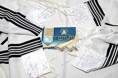 Tallit Prayer Shawl New Wool Black Stripes Model 45 Size 166cm x 108cm - Spring Nahal