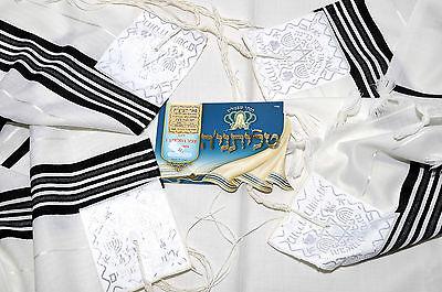 Tallit Prayer Shawl New Wool Black Stripes Model 50 Size 174cm x 120cm - Spring Nahal