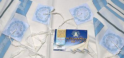 Tallit Prayer Shawl New Wool Light Blue & Silver Model 60 Size 192cm x 140cm - Spring Nahal