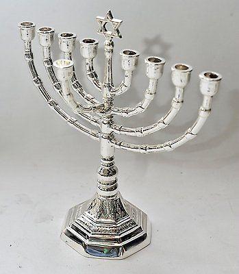 Temple Menorah HANUKKAH Silver Plated Candle Holder from Jerusalem #2 - Spring Nahal