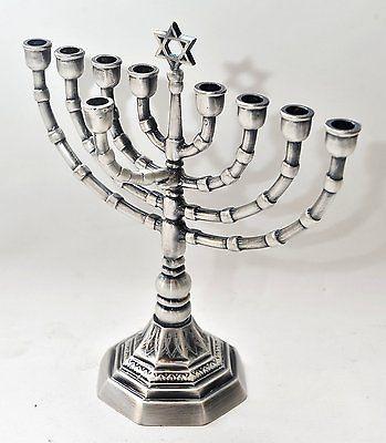 Temple Menorah HANUKKAH Silver Plated Candle Holder from Jerusalem #3 - Spring Nahal