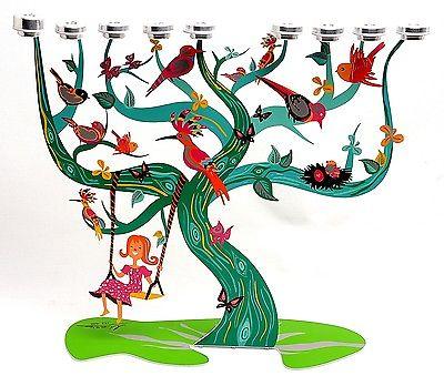 The Birds Menorah in High Design Hanukkah Color Metal Made From Jerusalem - Spring Nahal