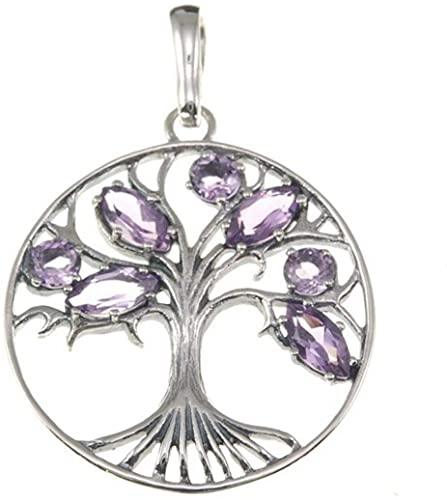 Tree of Life Clear Amethyst Gemstone Pendant in 925 Silver + Silver Necklace chain - Spring Nahal