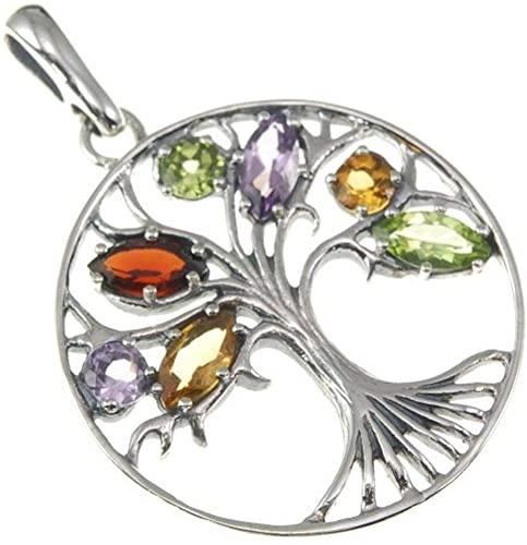 Tree of Life Clear mix Gemstones 925 Silver Handmade Pendant + Silver Necklace Chain - Spring Nahal