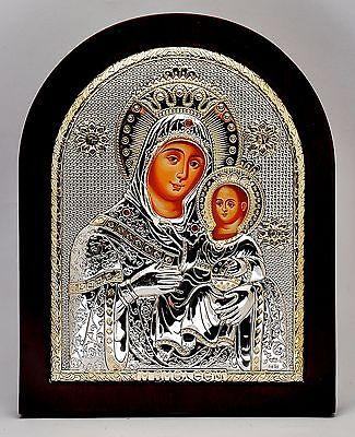 Virgin Mary of Bethlehem Byzantine Icon Pure Silver 925 Treated Size 19x16cm'' - Spring Nahal