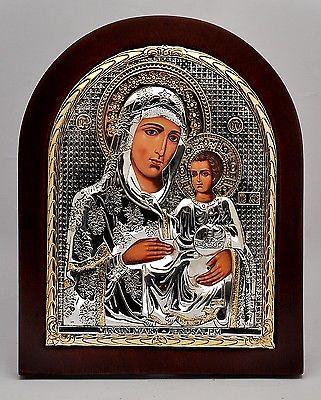 Virgin Mary of Jerusalem Byzantine Icon Silver 925 Treated Size 13x11cm'' - Spring Nahal