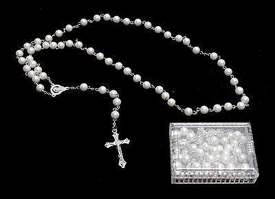 White Rosaries & Cross From Holy Land Jerusalem - Spring Nahal